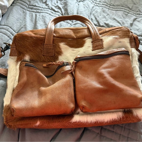 American Darling Brown and White Leather cowhide Women's Bag - Picture 2 of 4